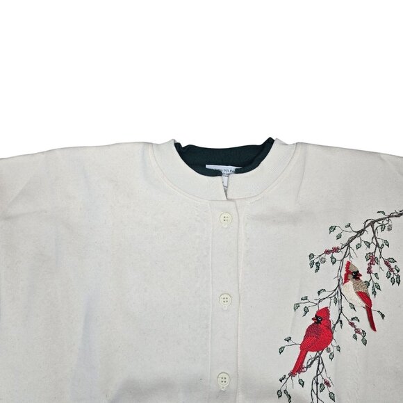 Artisans NWT L/XL Cardinal Embroidered Cream Button-Up Sweater made in the USA - Picture 8 of 8